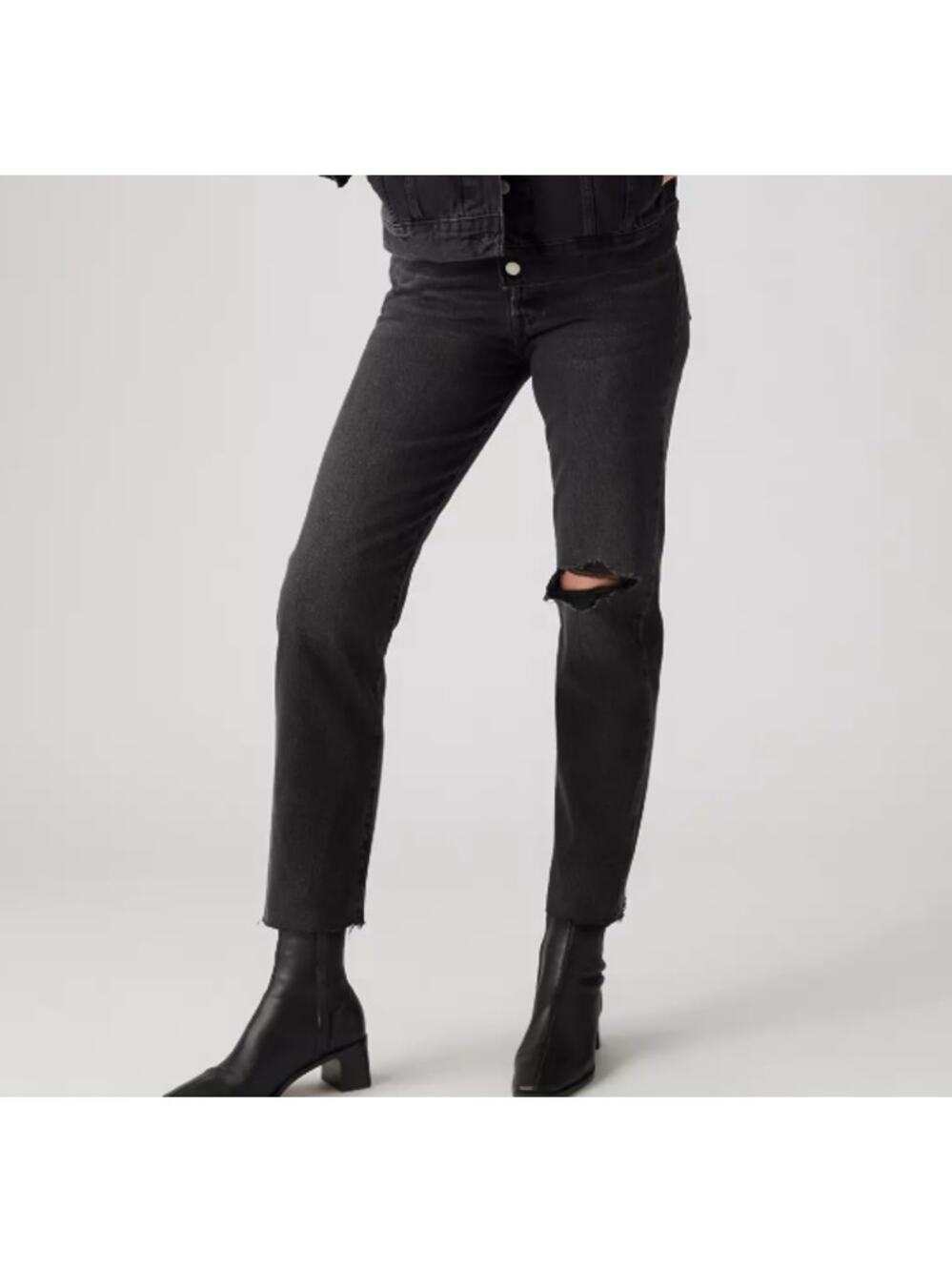 Levi's Wedgie Straight Black Gray Button Fly High Waisted Jeans Women's size 29